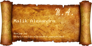 Malik Alexandra névjegykártya